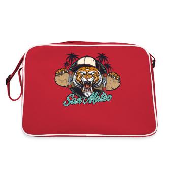 San Mateo California USA Palm Trees Skate Beach - Retro Bag - red/white - Back