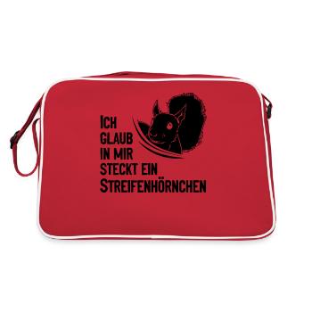 Eichhörnchen Ich Glaub In Mir Steckt Ein - Retro Tasche - Rot/Weiß - Hinten