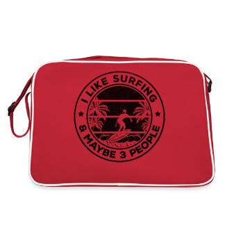Surfeur - J’aime le surf et peut-être 3 personnes - - Sac Retro - rouge/blanc - Dos