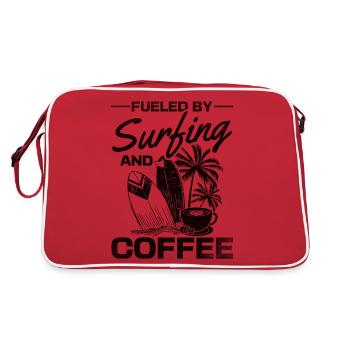 Surfers powered by surfing and coffee - Retro Bag - red/white - Back