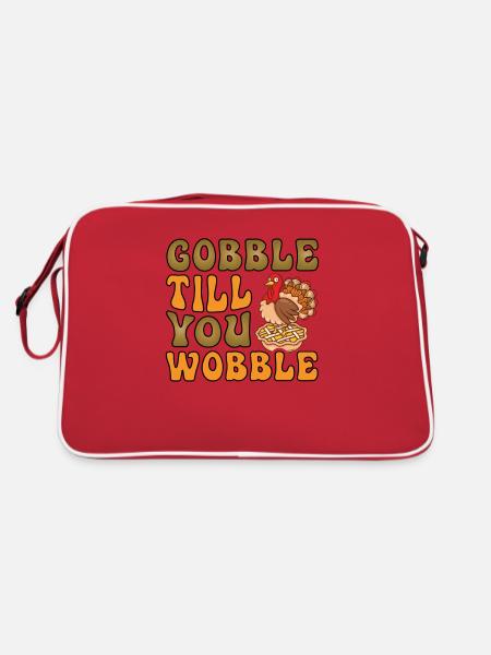 Gobble till you wobble Thanksgiving Turkey - Retro Bag - red/white - Back