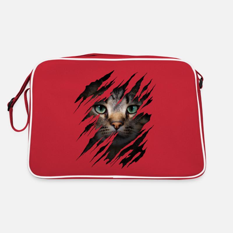 Chat avec égratignure - Visage de chat Chat à gratter Chat Sac Retro