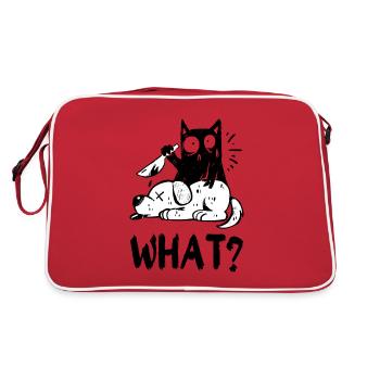 Quoi? Chat noir meurtrier avec couteau - Sac Retro - rouge/blanc - Dos