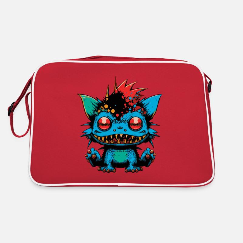 Monster Crash - Monstre bleu souriant effronté Sac Retro
