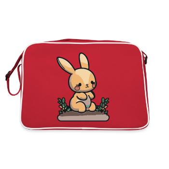 Lapin de dessin animé mignon pour les enfants et les élèves de maternelle - Sac Retro - rouge/blanc - Dos