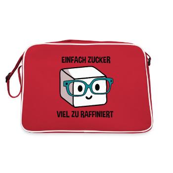 Süßer Nerd Zuckerwürfel: Einfach Zucker Viel Zu - Retro Tasche - Rot/Weiß - Hinten