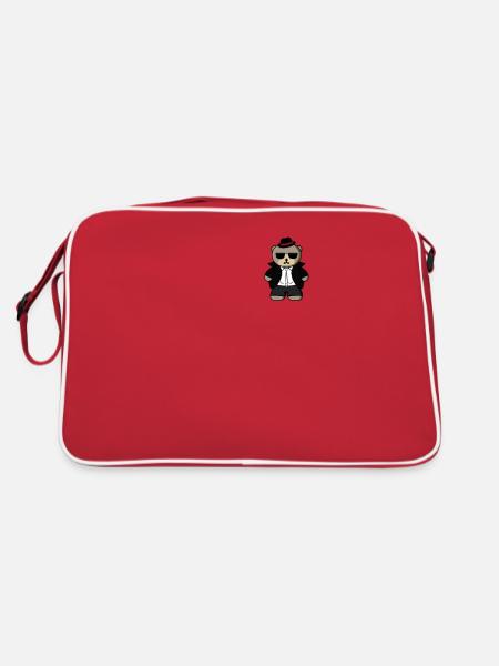 Gangster Bear Kawaii Pocket - Retro Bag - red/white - Back