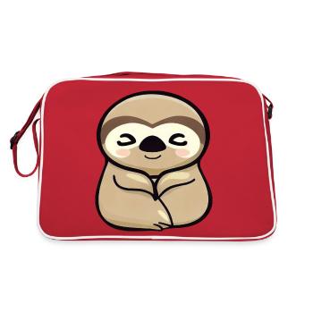 Cute sloth, minimalist animal design - Retro Bag - red/white - Back