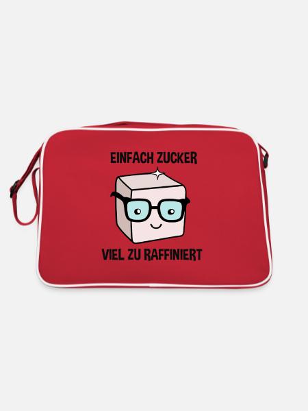 Einfach Zucker, Viel zu Raffiniert – Süßes - Retro Tasche - Rot/Weiß - Hinten