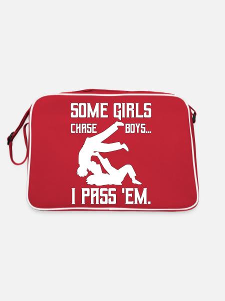 Certaines filles chassent les garçons que je leur passe Jiu-Jitsu - Sac Retro - rouge/blanc - Dos