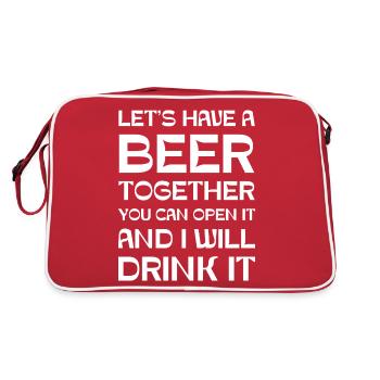 Let's have a beer together you can open it and I - Retro Bag - red/white - Back