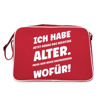 Ich habe jetzt genau das Richtige Alter - Retro Tasche - Rot/Weiß - Hinten