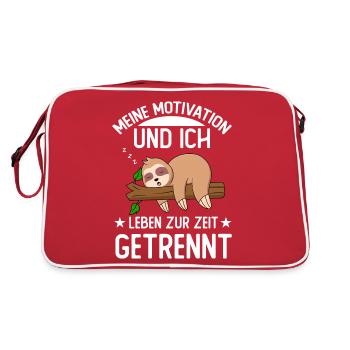 Meine Motivation und ich leben zur Zeit getrennt - Retro Tasche - Rot/Weiß - Hinten