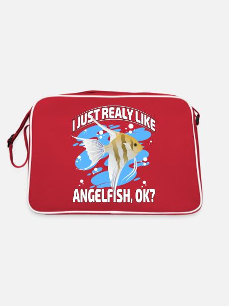 Ich mag Kaiserfische einfach sehr, ok? - Retro Tasche - Rot/Weiß - Hinten