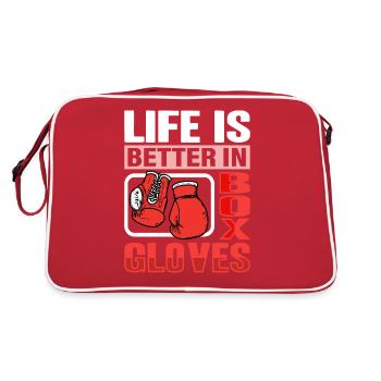 Das Leben ist besser in Box Gloves - Retro Tasche - Rot/Weiß - Hinten