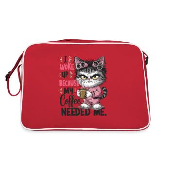 I Woke Up Because My Coffee Needed Me für - Retro Tasche - Rot/Weiß - Hinten