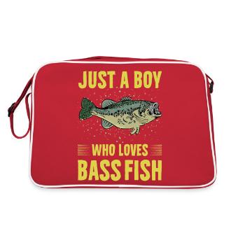 Nur ein Junge, der Barschfische liebt - Retro Tasche - Rot/Weiß - Hinten