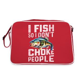 Ich fische, damit ich die Leute nicht ersticke - Retro Tasche - Rot/Weiß - Hinten