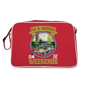 Ich bin ein Hooke an den Wochenenden - Retro Tasche - Rot/Weiß - Hinten