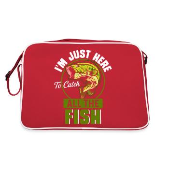 Ich bin nur hier, um alle Fische zu fangen - Retro Tasche - Rot/Weiß - Hinten