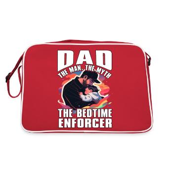 Papa, der Mann, der Mythos, der Gute-Nacht-Vollstrecker - Retro Tasche - Rot/Weiß - Hinten