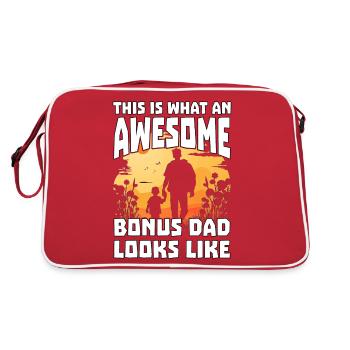 So sieht ein großartiger Bonus Dad aus - Retro Tasche - Rot/Weiß - Hinten