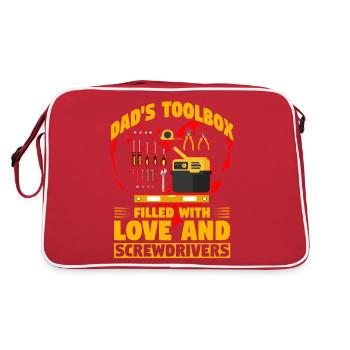 Papas Werkzeugkasten voller Liebe und Schraubenzieher - Retro Tasche - Rot/Weiß - Hinten