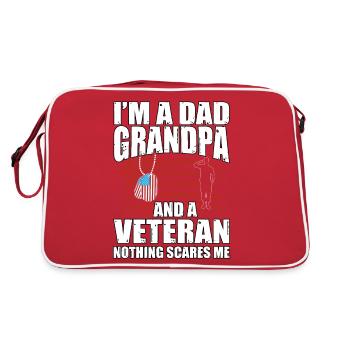 Ich bin Vater, Opa und Veteran, nichts macht mir Angst - Retro Tasche - Rot/Weiß - Hinten