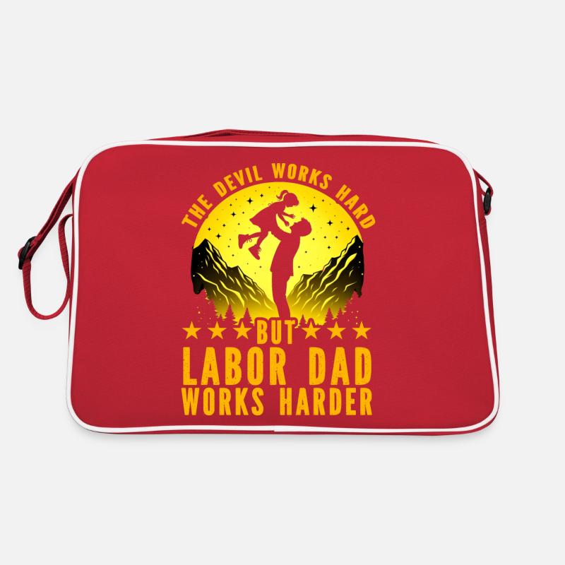 Der Teufel arbeitet hart, aber der Vater arbeitet härter Retro Tasche