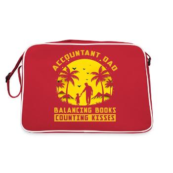 Buchhalter Papa balanciert Bücher zählen Küsse - Retro Tasche - Rot/Weiß - Hinten