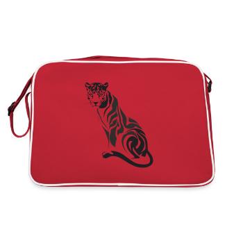 Majestätischer Dschungel-Panther Kunst für - Retro Tasche - Rot/Weiß - Hinten