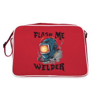 FLASH ME I'M A WELDER für einen Schweißer - Retro Tasche - Rot/Weiß - Hinten