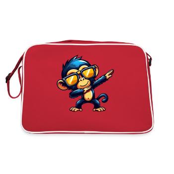 Chimpanzee Dabbing Cool Monkey Dancing - Retro Bag - red/white - Back