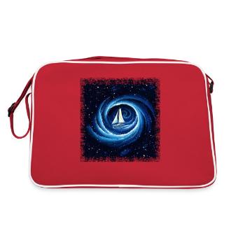 Sailboat Galaxy Milky Way Space Fantasy - Retro Bag - red/white - Back