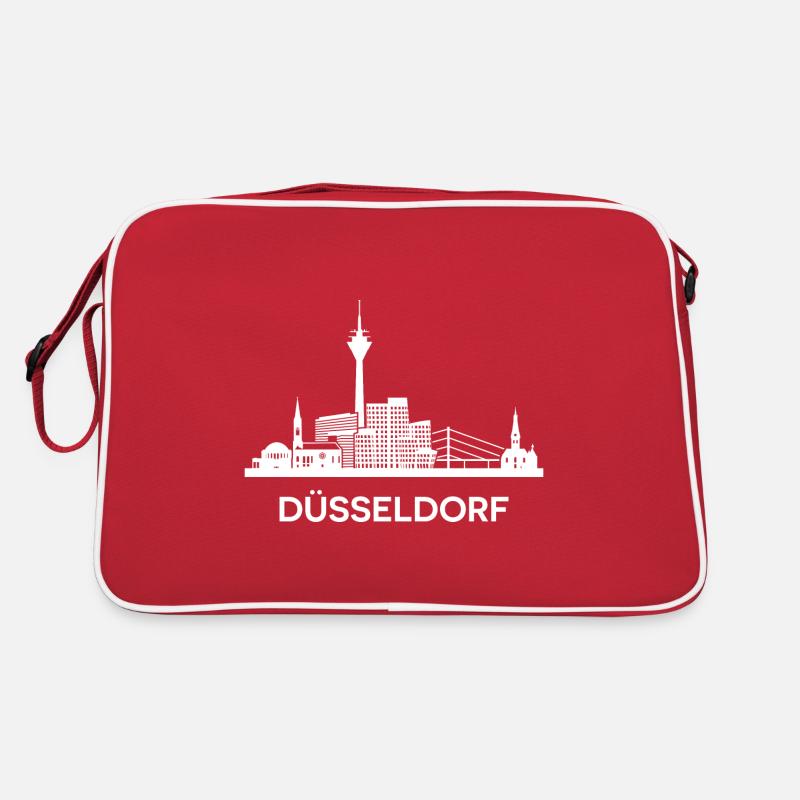Düsseldorf, weiß - Retro Tasche - Rot/Weiß