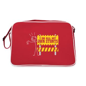Je fais toutes mes cascades | Bras cassé - Sac Retro - rouge/blanc - Dos