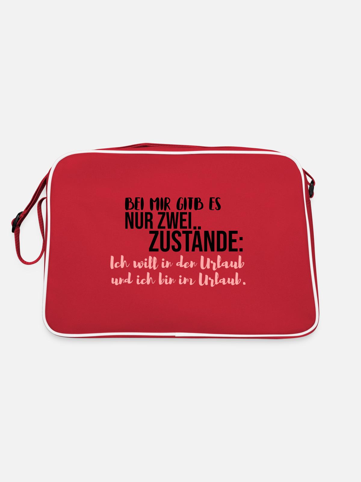 Urlaub lustiger Spruch - Retro Tasche - Rot/Weiß - Hinten