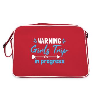 Zitat Mädchenreise Wochenende Sommerferien - Retro Tasche - Rot/Weiß - Hinten
