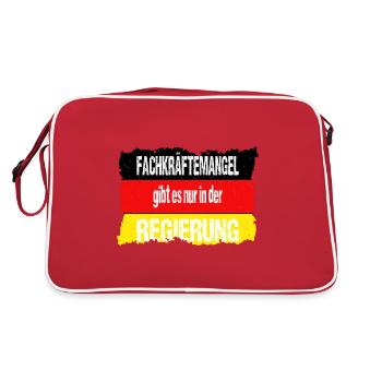 Fachkraeftemangel gibt es nur in der Regierung - Retro Tasche - Rot/Weiß - Hinten