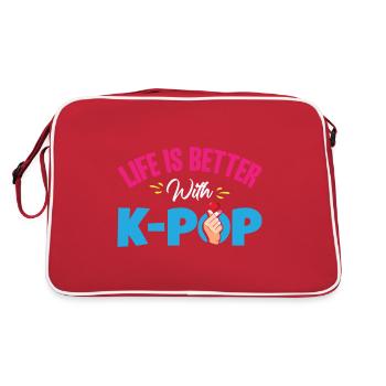 K-Pop | Heart Hand Symbol - Retro Bag - red/white - Back