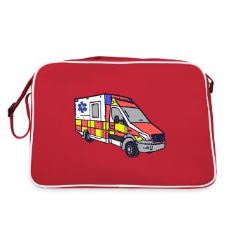RTW Rettungsdienst Krankenwagen Einsatz Alarm NEF - Retro Tasche - Rot/Weiß - Hinten