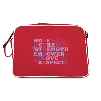 Epilepsiekrieger Lila Band Epilepsiebewusstsein - Retro Tasche - Rot/Weiß - Hinten