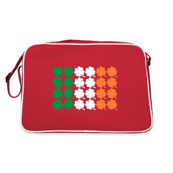 St Patricks Day Irland Flagge Kleeblatt Geschenk - Retro Tasche - Rot/Weiß - Hinten