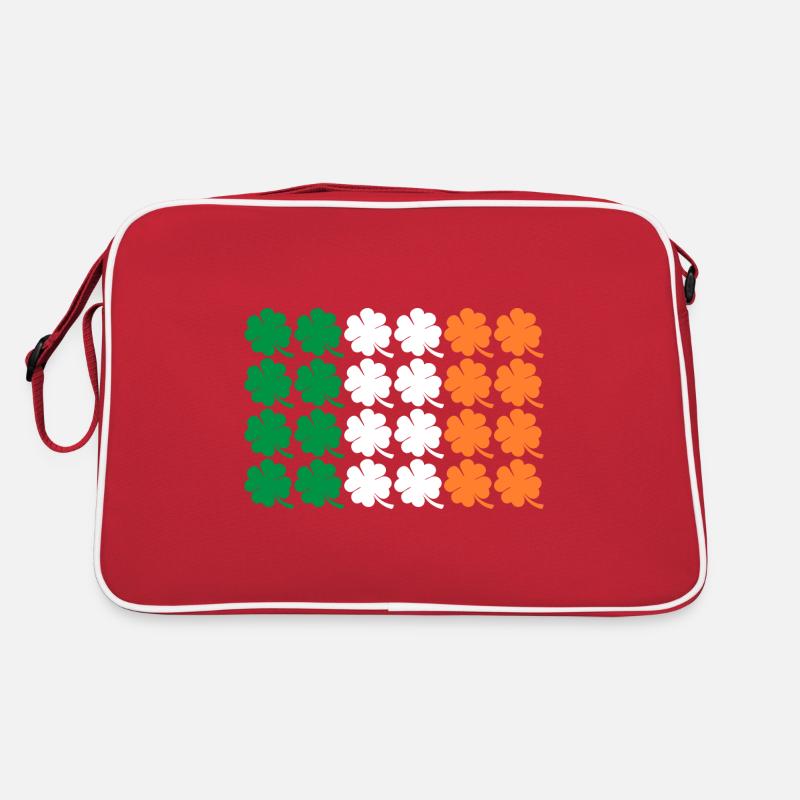 Fête de la Saint-Patrick Irlande Drapeau Clover Cadeau - Sac Retro - rouge/blanc