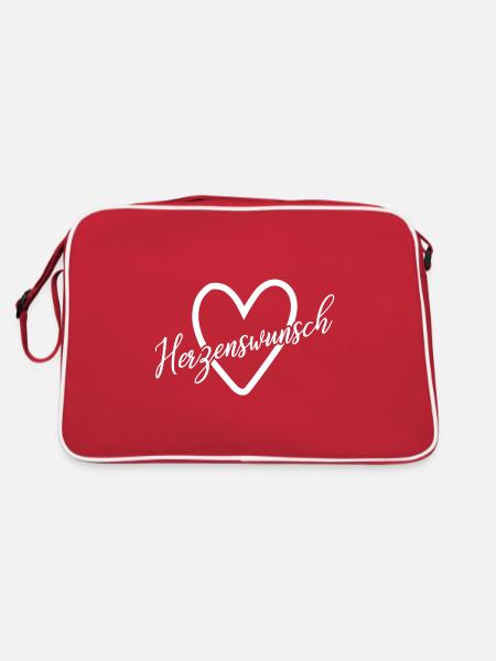Herzenswunsch - Retro Tasche - Rot/Weiß