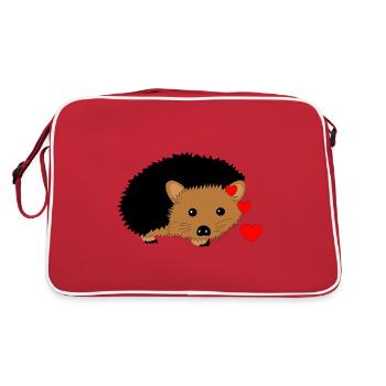 Igel Valentinstag - Retro Tasche - Rot/Weiß - Hinten