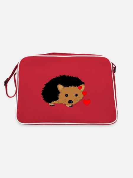 Igel Valentinstag - Retro Tasche - Rot/Weiß - Hinten