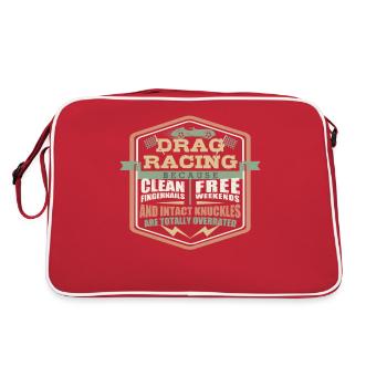 Drag Racing Car Lover Clean Fingernails Free - Retro Bag - red/white - Back