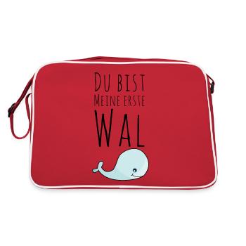 Du bist meine Erste WAL Lustiger Spruch Geschenk - Retro Tasche - Rot/Weiß - Hinten
