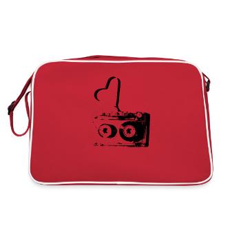 Tape retro heart cassette with tape salad - Retro Bag - red/white - Back